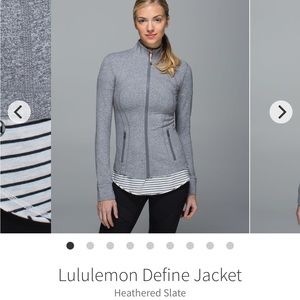 Lululemon Defined Jacket in Heathered Slate, worn once, size 6